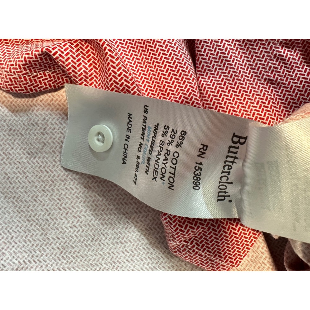 Buttercloth Button Down Shirt Mens XL Red Icy Cotton Regular Fit Short Sleeve - Picture 8 of 9